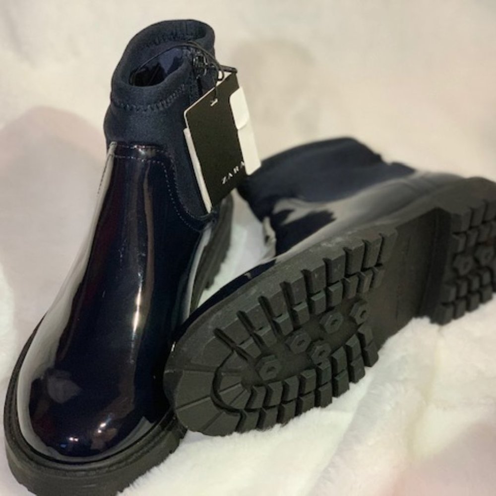 Zara black patent boots